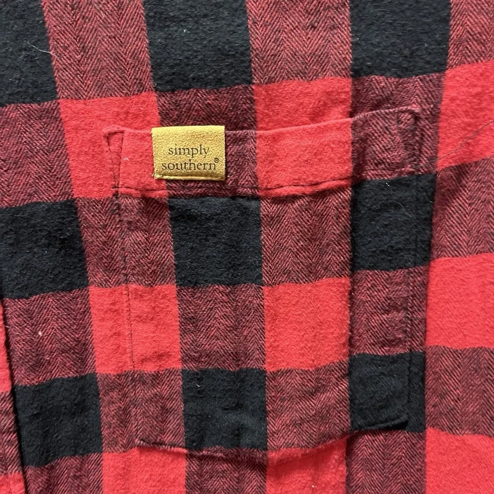 Lot Of 2 Simply Southern Men's Long Sleeve Plaid Flannel Shirt Size Medium‎
